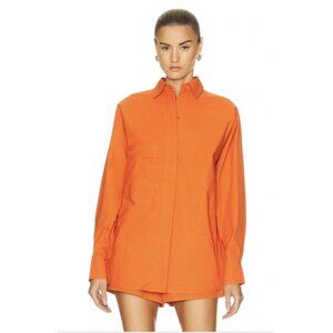 HAIGHT. Oversized Shirt Mie Orange Cotton Long Sleeve